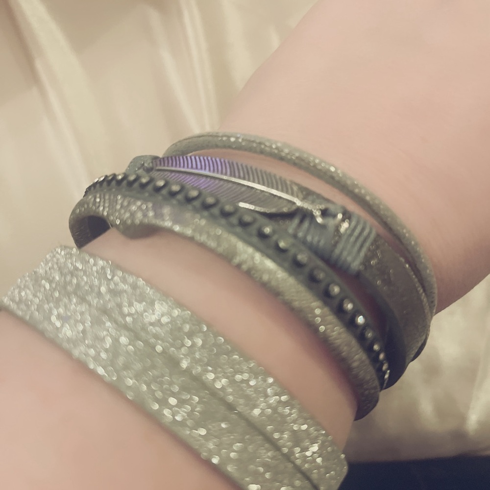 Plus Size Sparkly Bangles & Magnetic Bracelet - image 3
